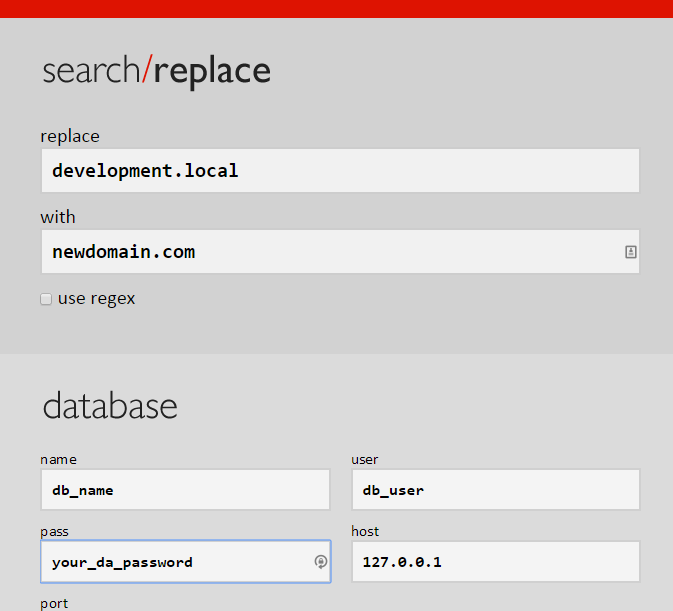wodpress search and replace database